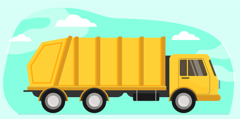 Yellow garbage truck kids vinyl rug - TenStickers