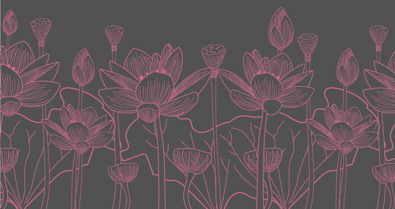 Floral Contour Sketch flower vinyl rug - TenStickers