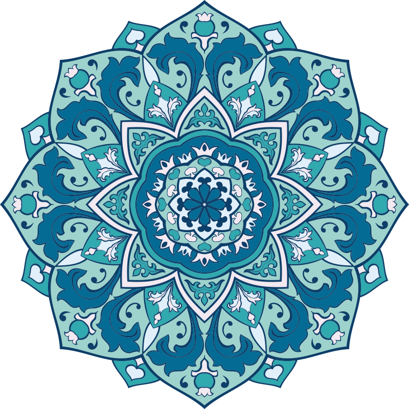 Blue patterned mandala vinyl rug - TenStickers