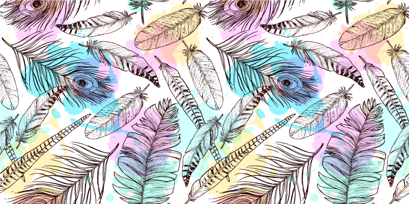 Feather Motif flower vinyl rug - TenStickers