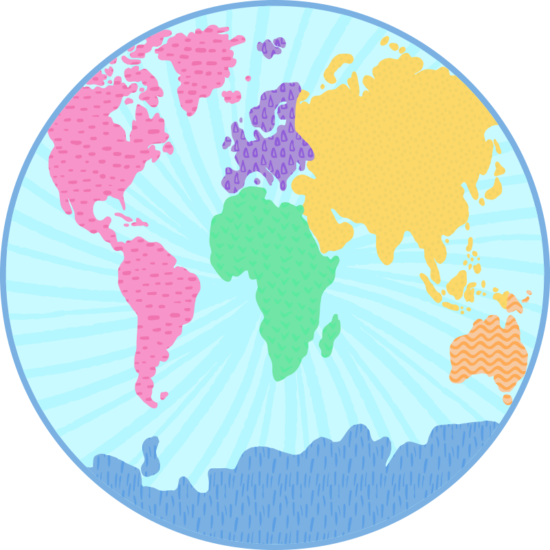Colorful pastel colors  world map rug - TenStickers