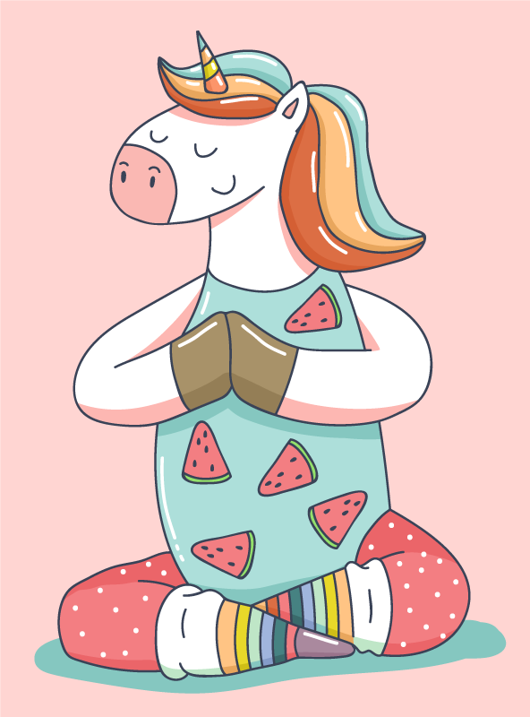 Meditating Unicorn vinyl rug - TenStickers