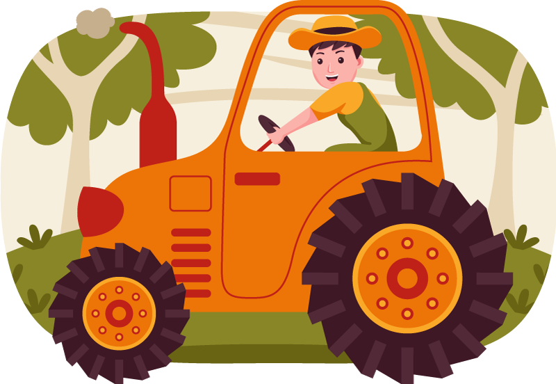 Playful Tractor Imagery kids vinyl rug - TenStickers