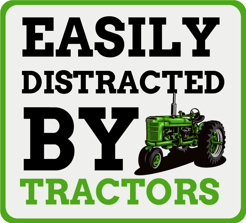 Easily Distracted by Tractors kids vinyl rug - TenStickers