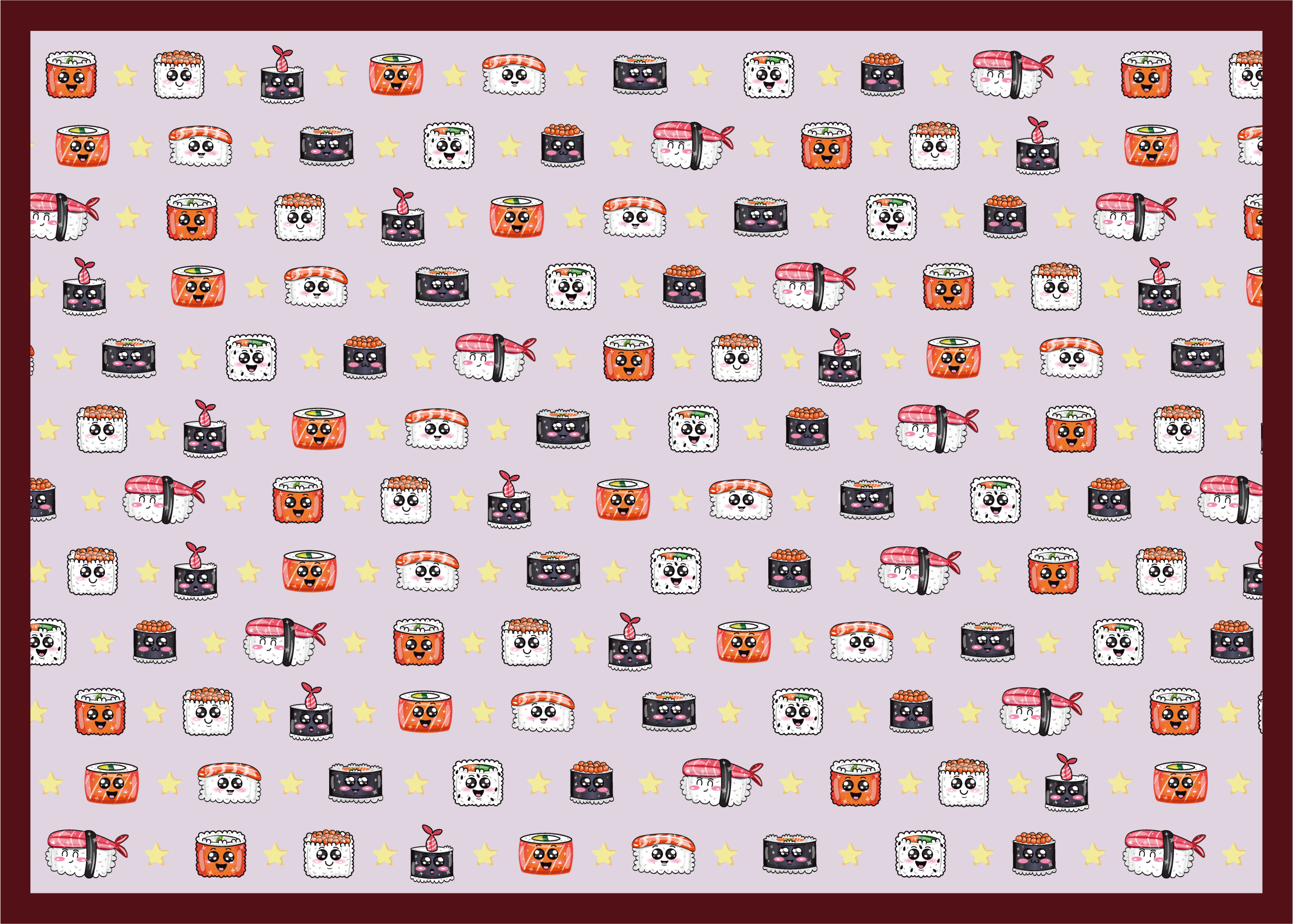 Anime Sushi Pattern kids vinyl rug - TenStickers