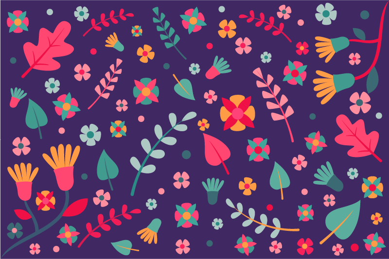 Floral Color Burst flower vinyl rug - TenStickers