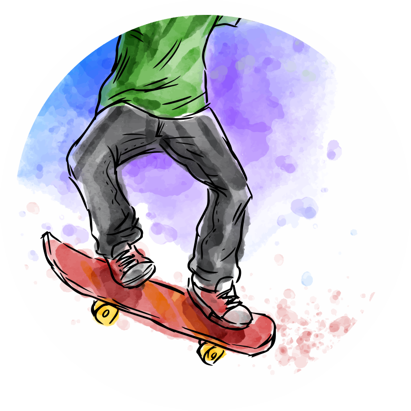 Watercolour Skateboarding teen vinyl rug - TenStickers