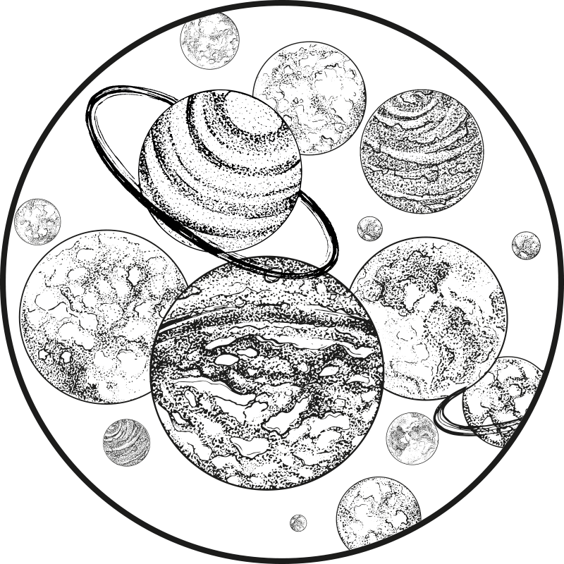 Black and White Solar System vinyl rug - TenStickers