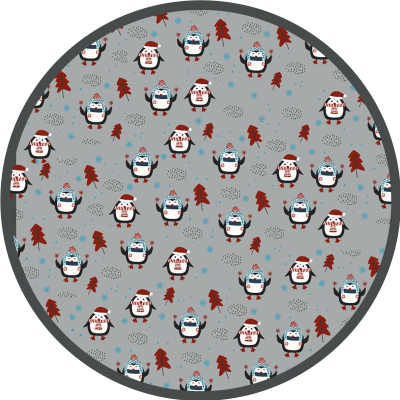 Festive Penguin Motif christmas vinyl rug - TenStickers