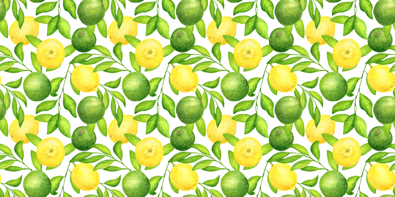 Lemons and Limes floral rug - TenStickers