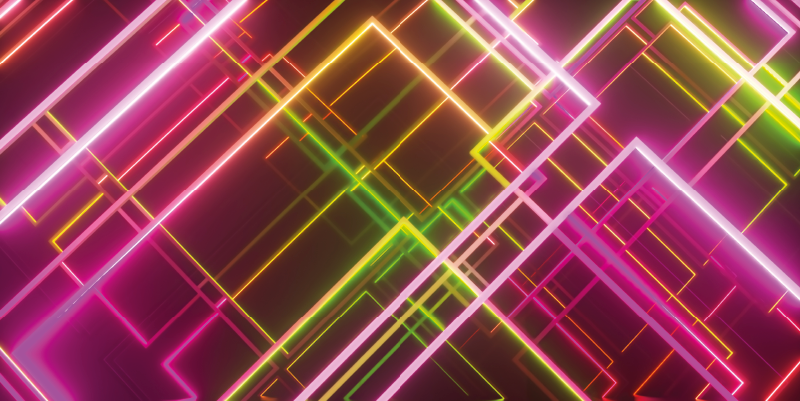 Neon Line Art modern vinyl rug - TenStickers