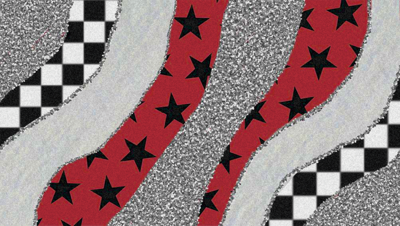 Starry red waves vinyl rug - TenStickers