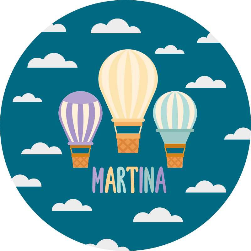 Air balloons with name vinyl rug - TenStickers