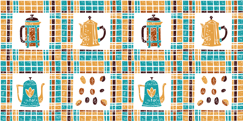 Ceramic tableware pattern kitchen floor tiles - TenStickers