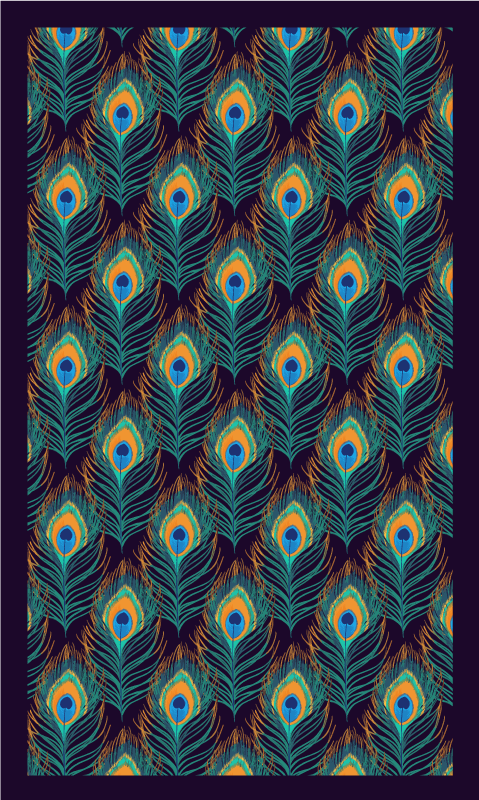 Peacock feather motif bedroom vinyl rug - TenStickers