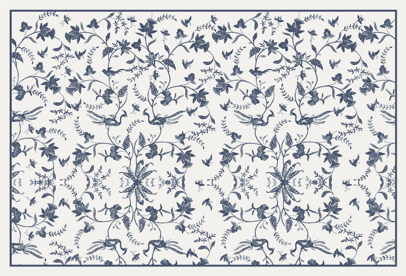 Azure blossom flower vinyl rug - TenStickers