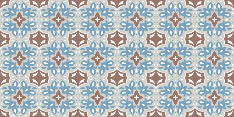 Floral blue pattern kitchen vinyl rug - TenStickers