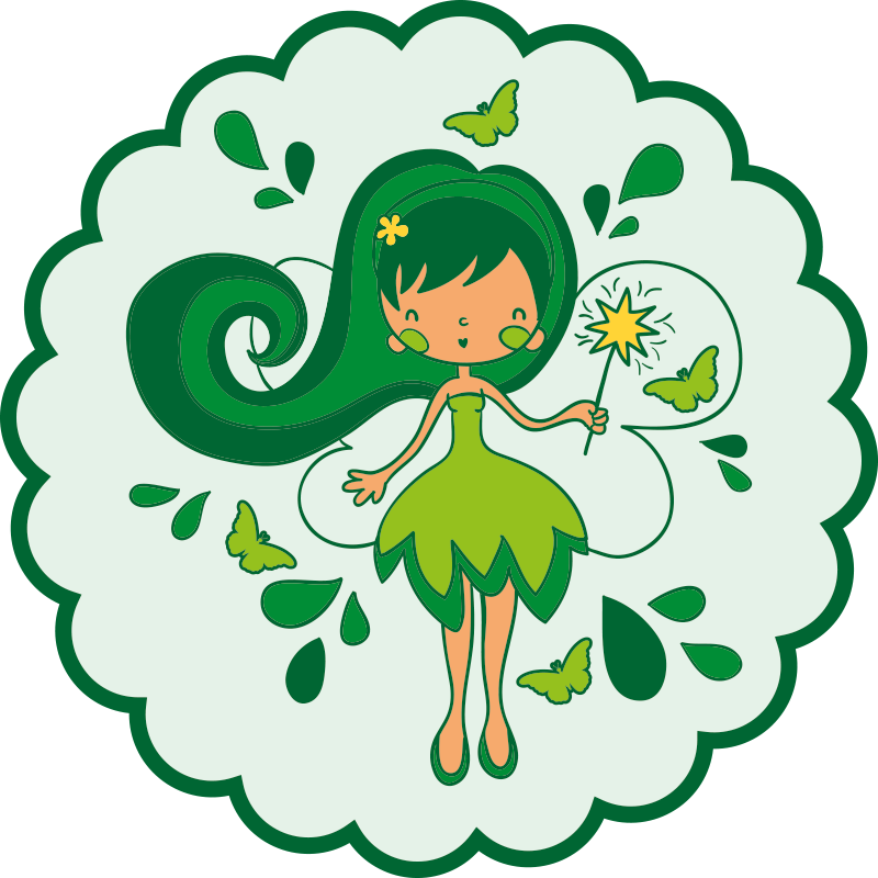 Green fairy character kids vinyl rug - TenStickers