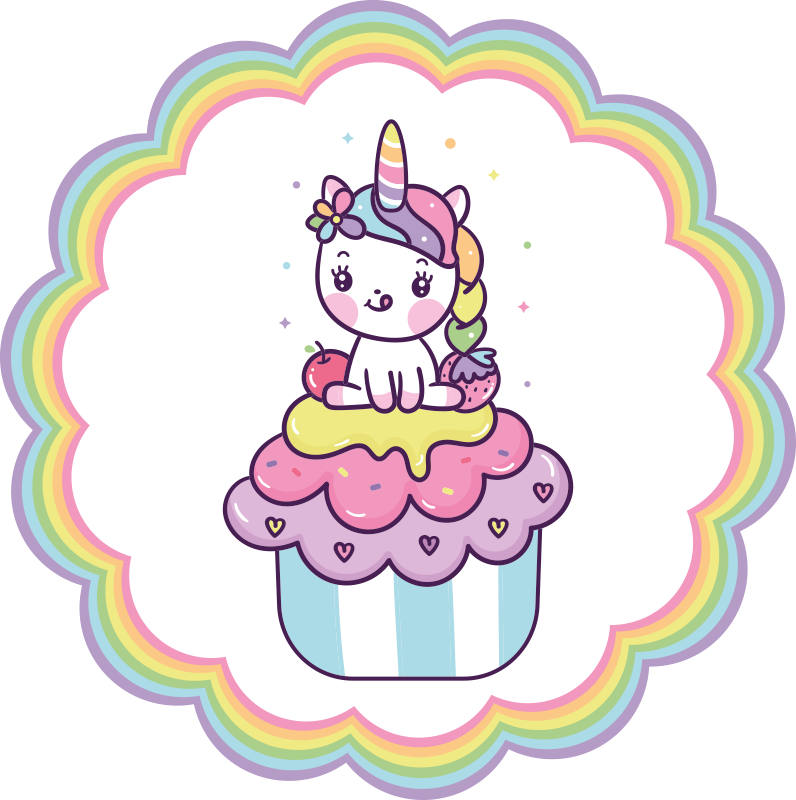 Unicorn in a cupcake kids vinyl rug - TenStickers