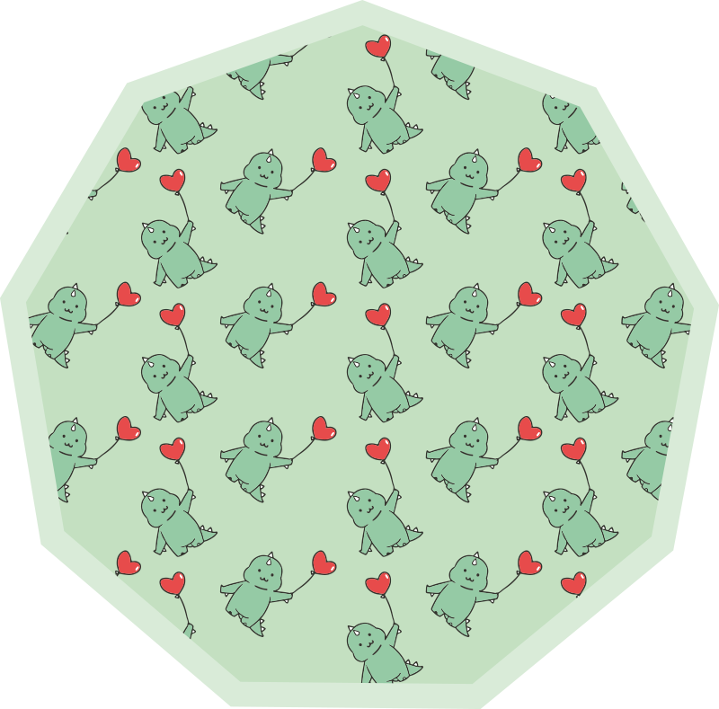 Green dragons with hearts kids vinyl rug - TenStickers