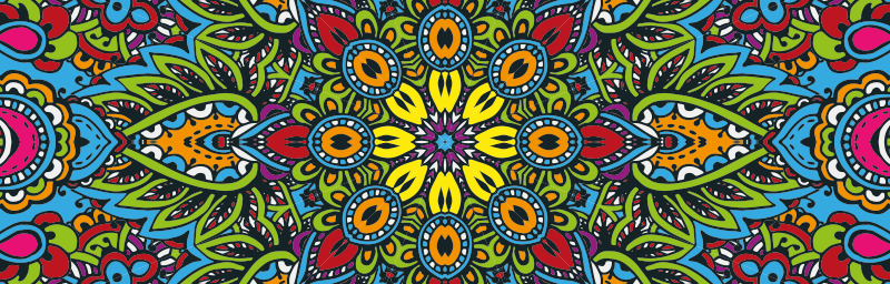 Vibrant Floral Patterns mandala vinyl rug - TenStickers