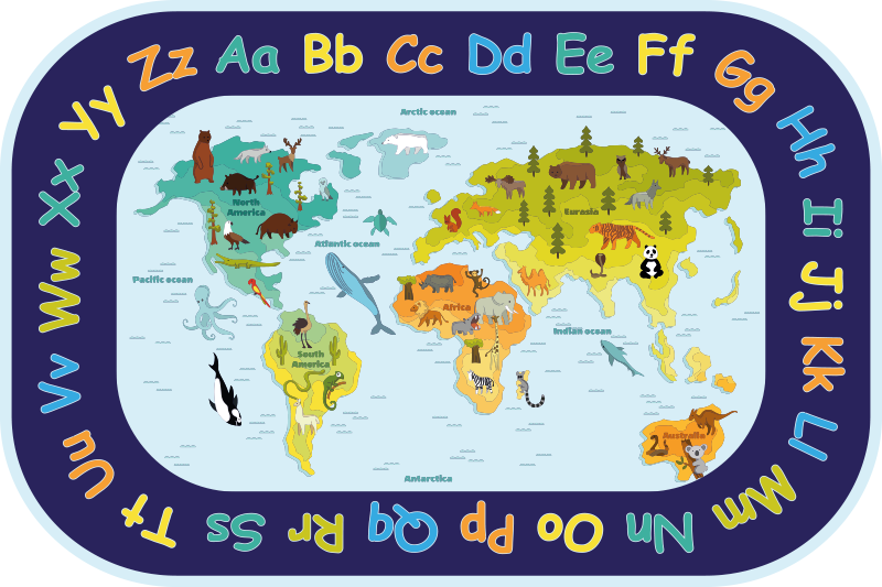 World Map Learning alphabet vinyl rug - TenStickers