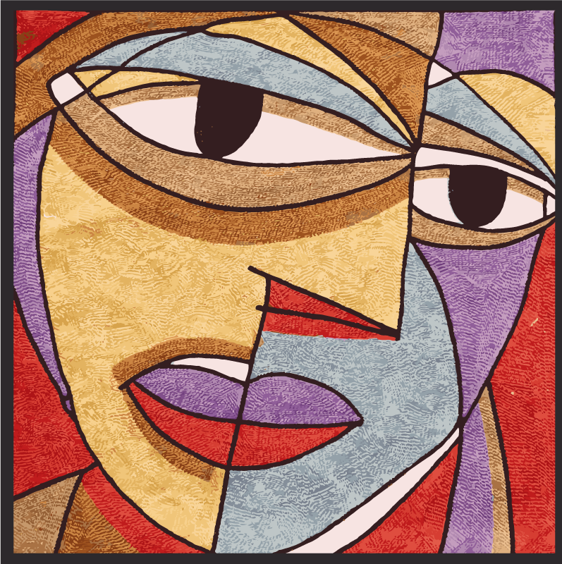 Modern art geometrical face modern rug - TenStickers
