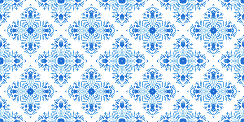 Fontaine blue tile effect vinyl rug - TenStickers