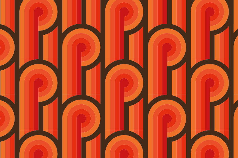 70s Orange knot vintage rug - TenStickers