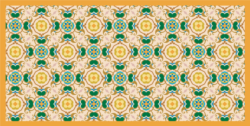 Floral beige ornaments bathroom vinyl rug - TenStickers