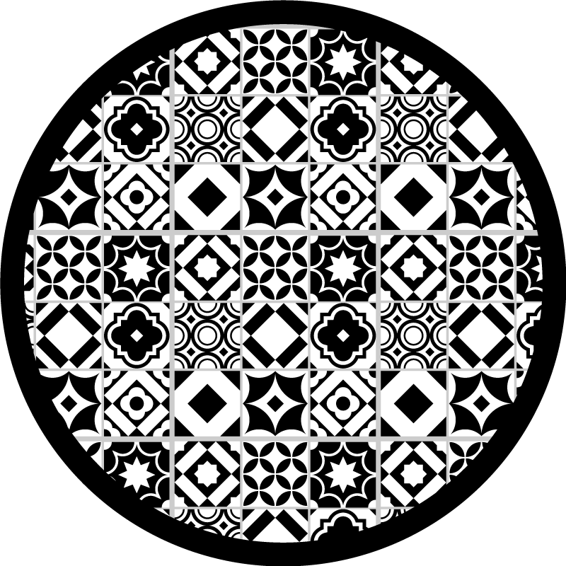 Mosaic vinyl rug in monochrome pattern - TenStickers