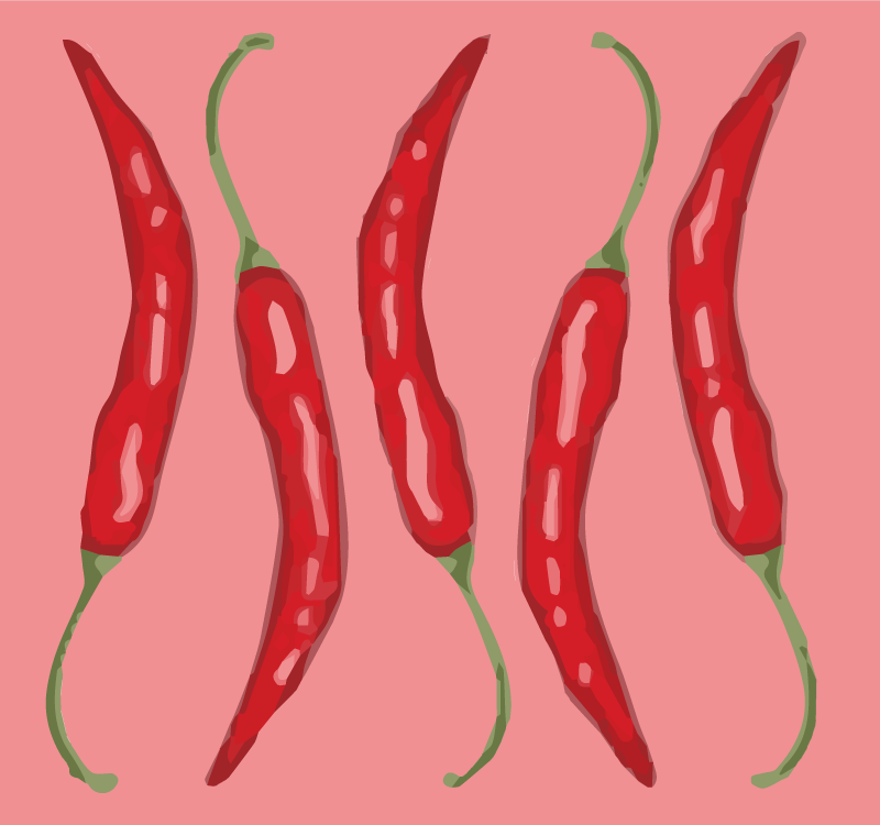Five Chili Pepper's kitchen floor tiles - TenStickers