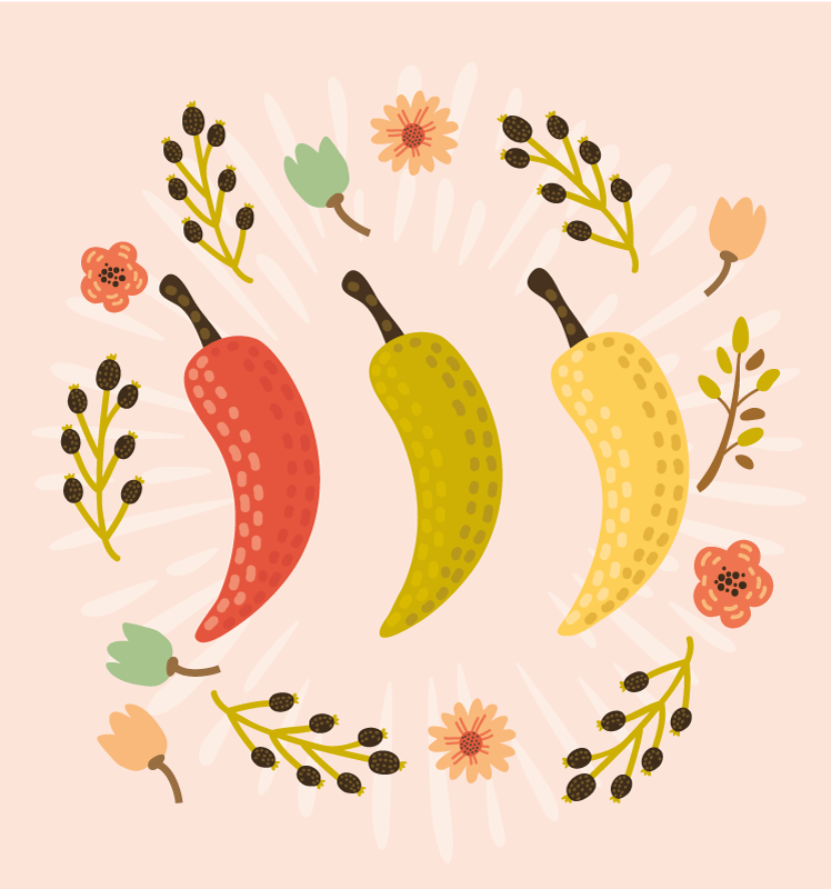 Colorful chili peppers kitchen vinyl rug - TenStickers