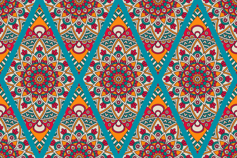 Lively colorful design mandala vinyl rug - TenStickers