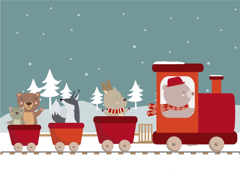 Animal Train Adventure vinyl rug - TenStickers