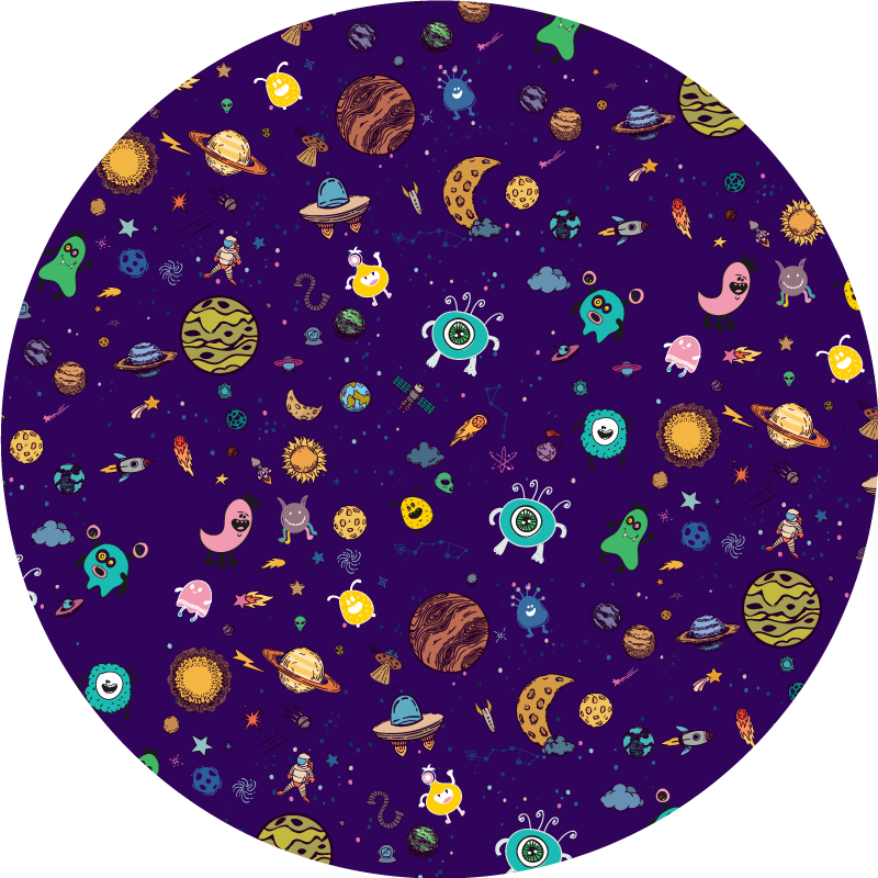 Cosmic Creatures Adventure vinyl rug - TenStickers