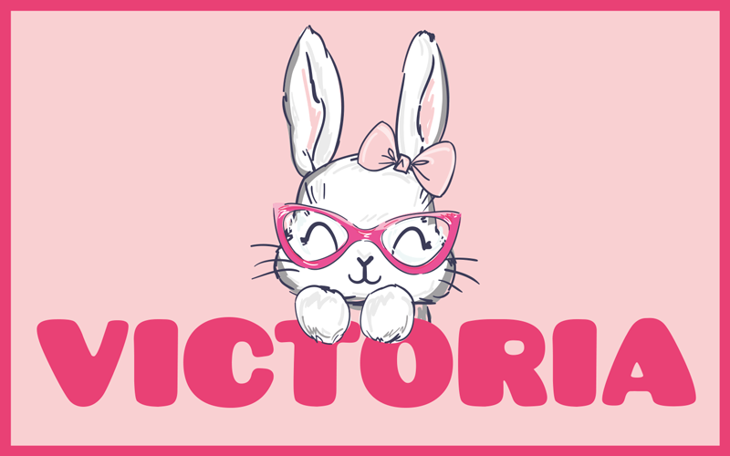 Bunny with glasses and name vinyl rug - TenStickers