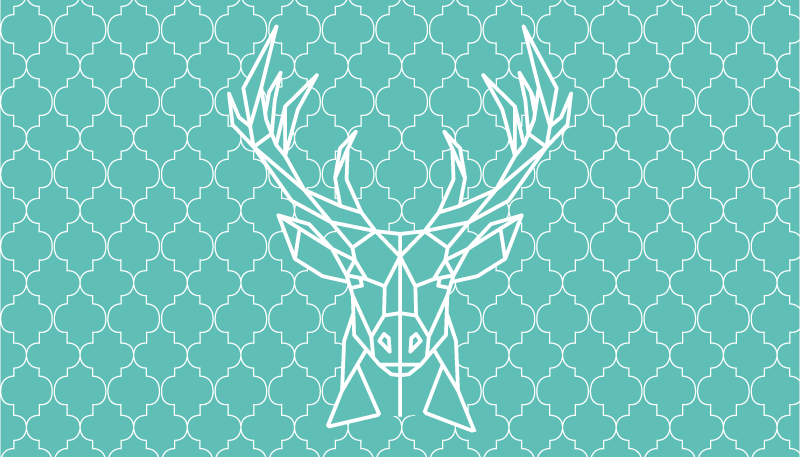 Turquoise origami stag animal vinyl rug - TenStickers