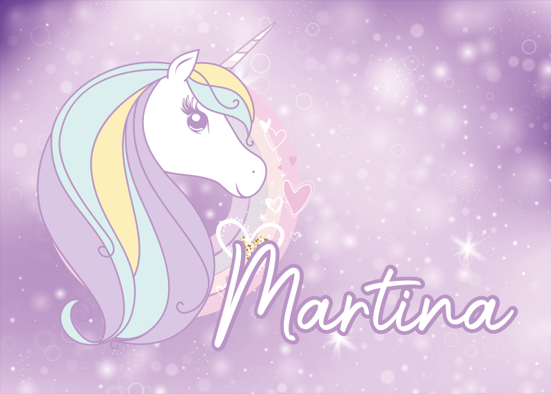 Custom vinyl rug unicorn dreamland - TenStickers