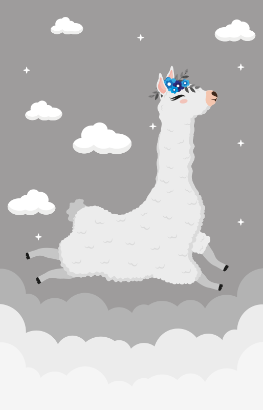 Lively Llama Fantasy kids vinyl rug - TenStickers