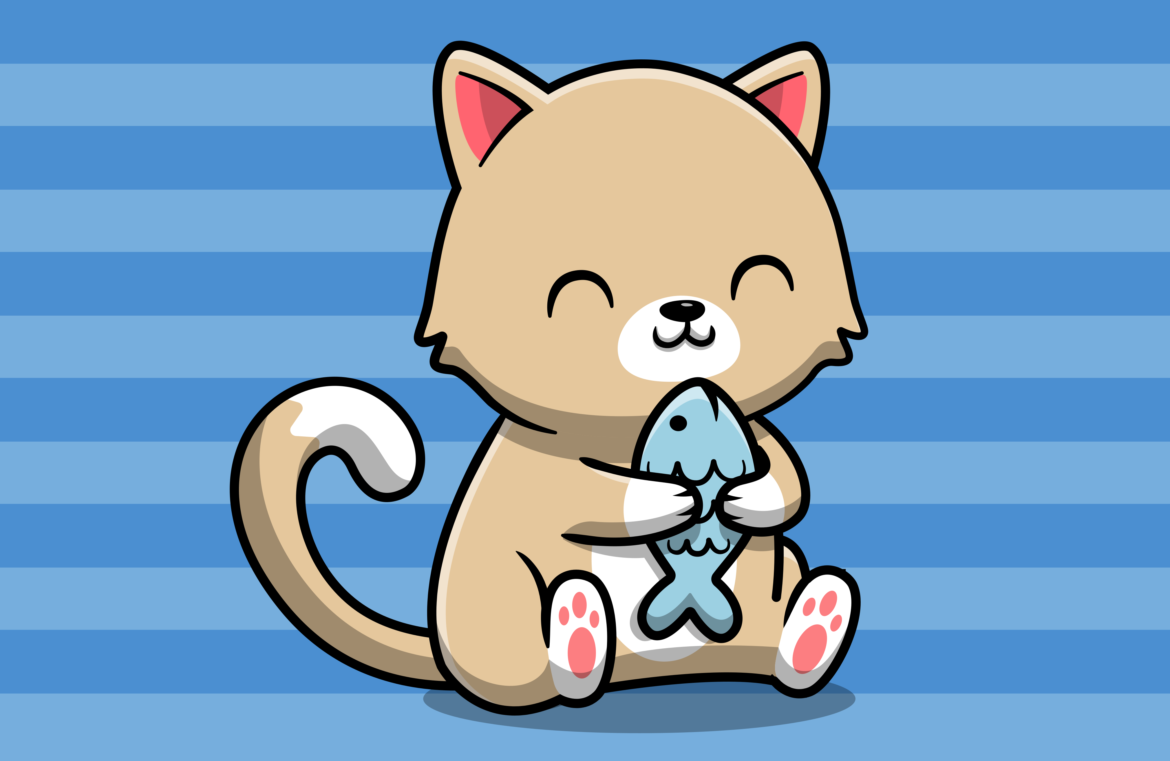 cute beige cat kitchen floor tiles - TenStickers
