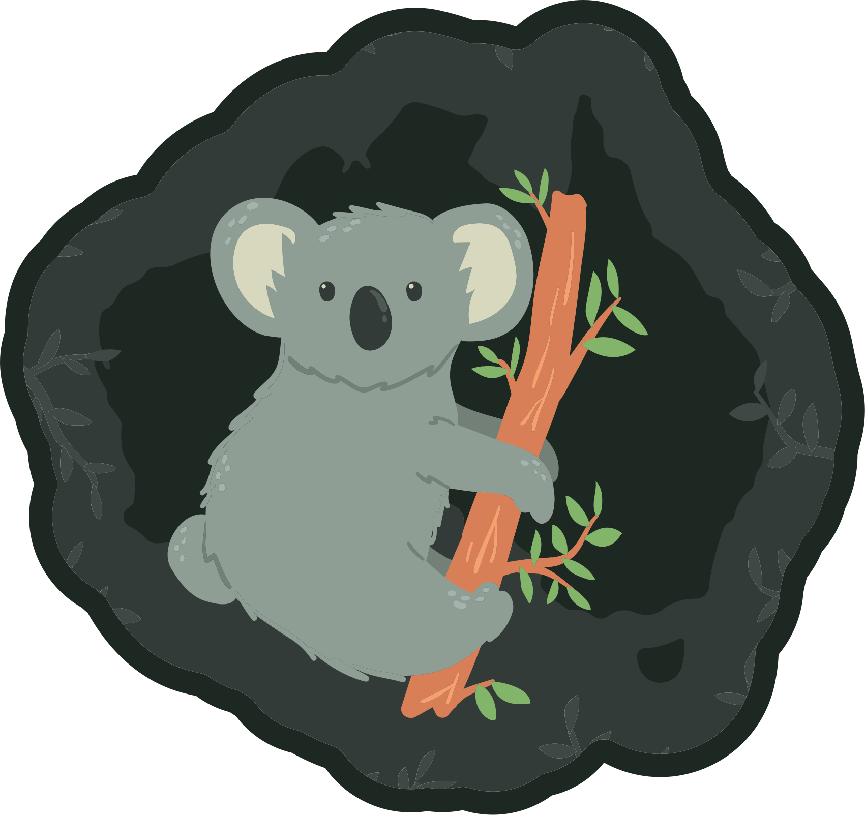 Koala chilling on a twig animal rug - TenStickers
