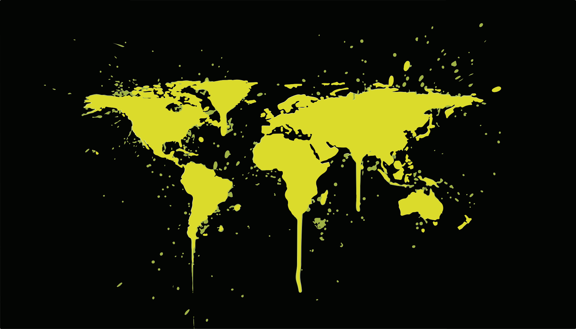 Yellow splashes paint on black background rug - TenStickers
