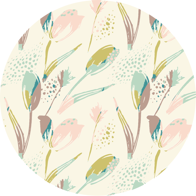 Floral Patterns Circle flower vinyl rug - TenStickers