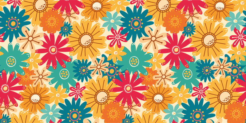 Colorful flower pattern flower vinyl rug - TenStickers