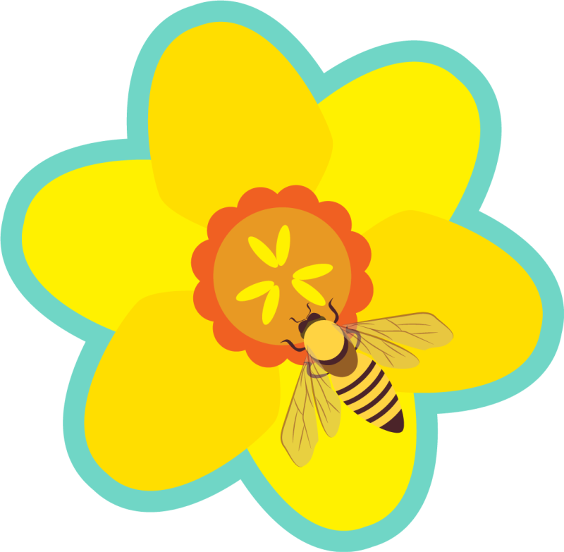 Bee on a sunflower flower vinyl rug - TenStickers