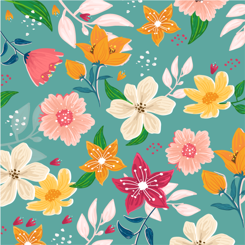 Floral Pattern Play flower vinyl rug - TenStickers