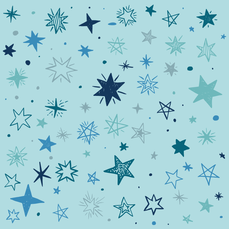 Blue night pattern star vinyl rug - TenStickers