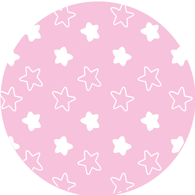 Pink Star Pattern circular vinyl rug - TenStickers