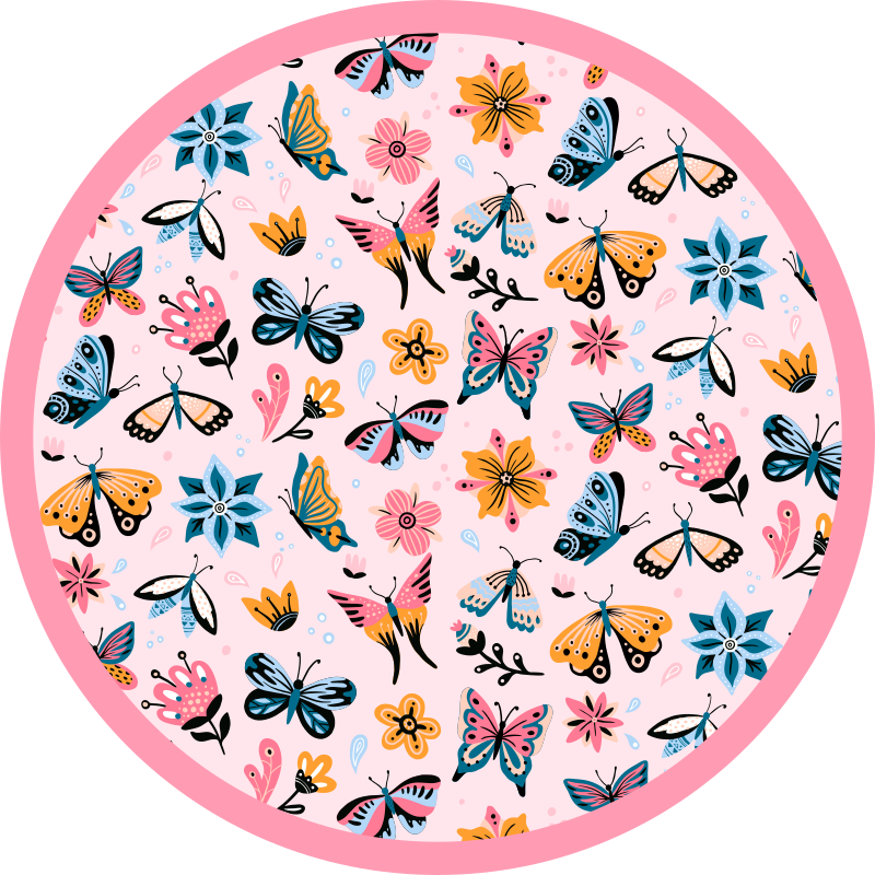 Vibrant Butterfly Emblem kids vinyl rug - TenStickers
